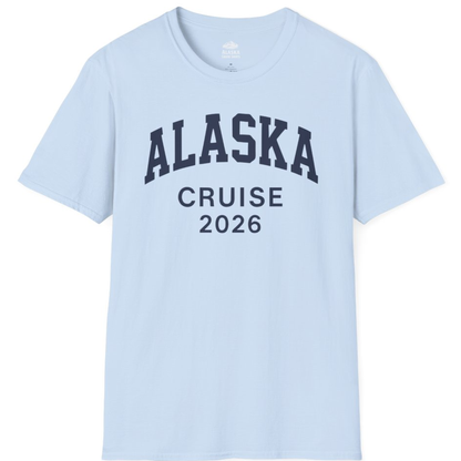 Alaska Cruise 2026 Bold Collegiate Vacation Travel Shirt – Light Blue – Alaska Cruise Shirts