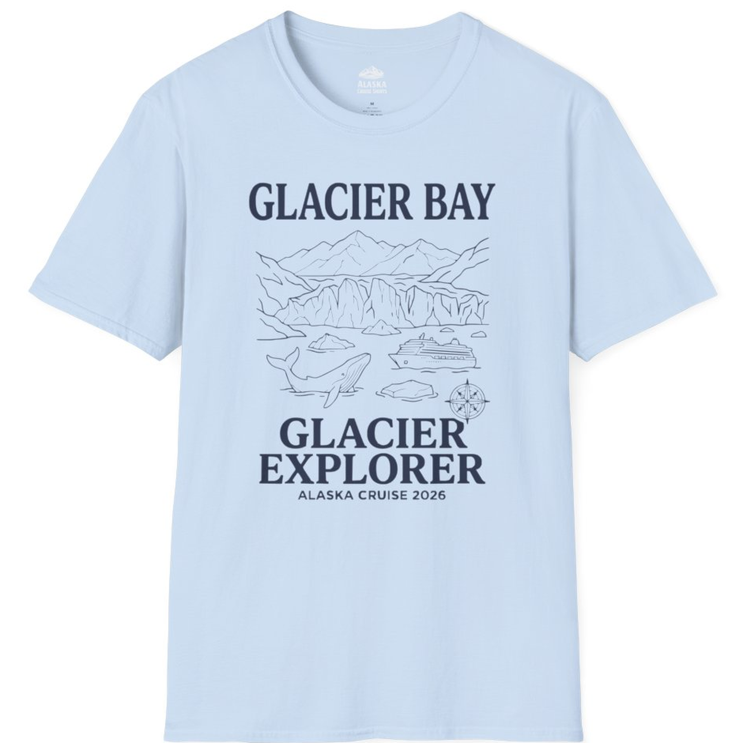 Glacier Bay Alaska Cruise 2026 Glacier Explorer Souvenir Shirt – Light Blue – Alaska Cruise Shirts