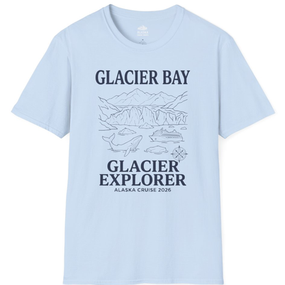 Glacier Bay Alaska Cruise 2026 Glacier Explorer Souvenir Shirt – Light Blue – Alaska Cruise Shirts
