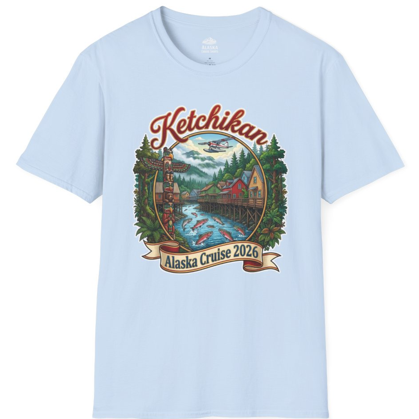 Ketchikan Alaska Cruise 2026 Vintage Souvenir Vacation Shirt – Light Blue – Alaska Cruise Shirts