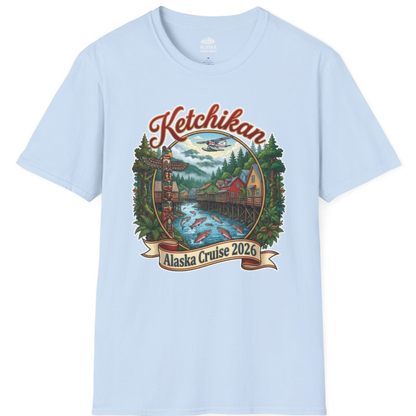 Ketchikan Alaska Cruise 2026 Vintage Souvenir Vacation Shirt – Light Blue – Alaska Cruise Shirts