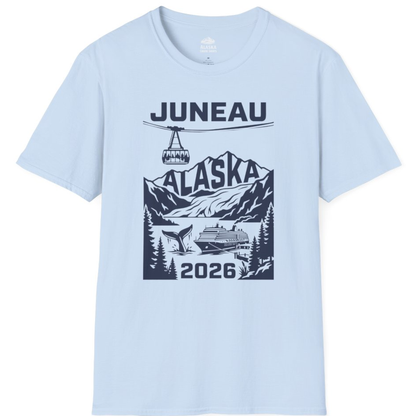 Juneau Alaska Cruise 2026 Scenic Whale and Cable Car Shirt – Light Blue – Alaska Cruise Shirts