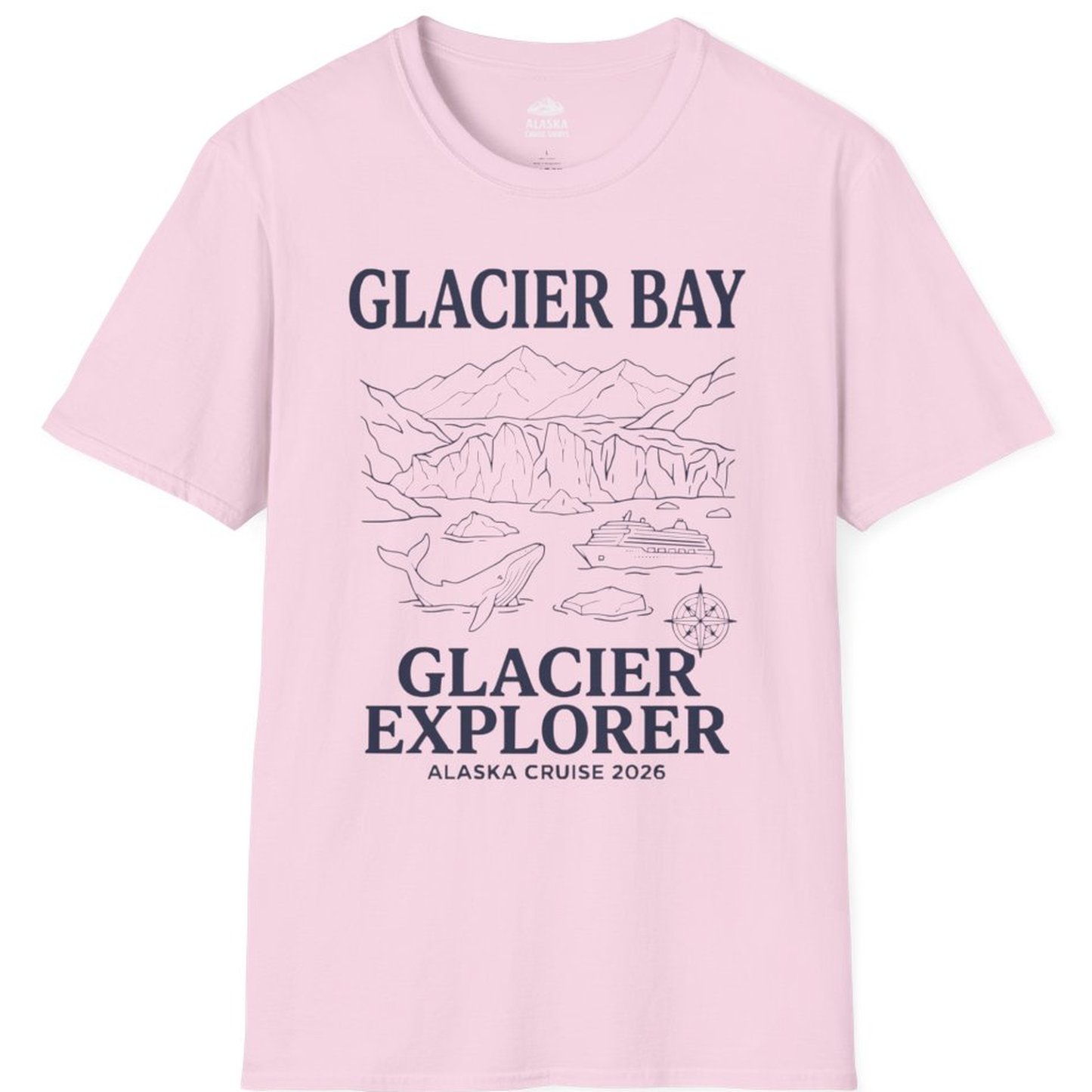 Glacier Bay Alaska Cruise 2026 Glacier Explorer Souvenir Shirt – Light Pink – Alaska Cruise Shirts
