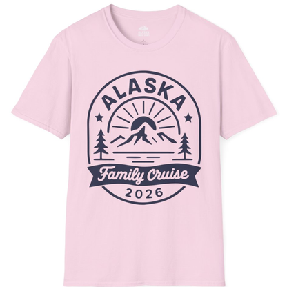 Alaska Family Cruise 2026 Mountain Nature Adventure Shirt – Light Pink – Alaska Cruise Shirts