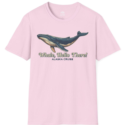 Whale Hello There Alaska Cruise Shirt - Retro Funny Whale Watching Tee – Light Pink – Alaska Cruise Shirts