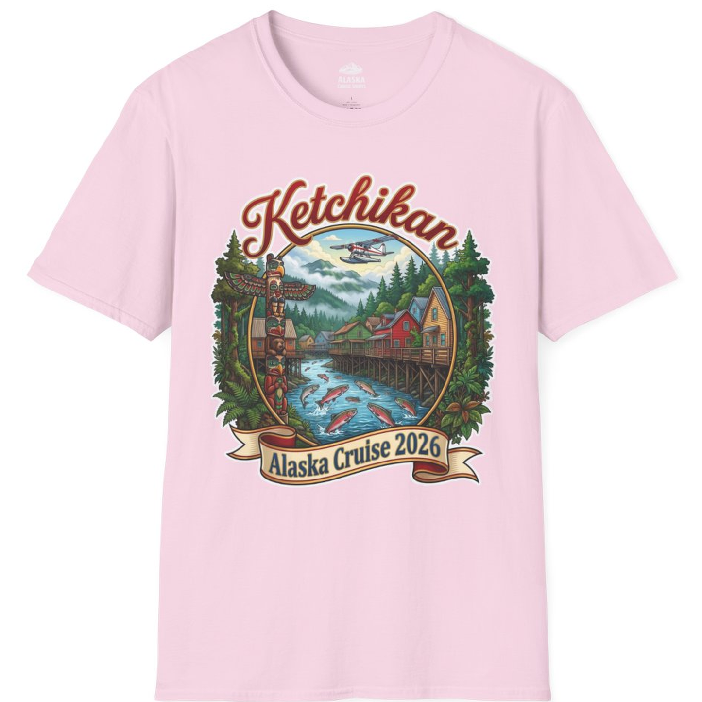 Ketchikan Alaska Cruise 2026 Vintage Souvenir Vacation Shirt – Light Pink – Alaska Cruise Shirts