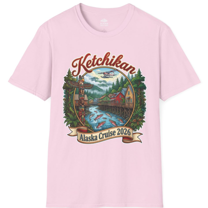 Ketchikan Alaska Cruise 2026 Vintage Souvenir Vacation Shirt – Light Pink – Alaska Cruise Shirts