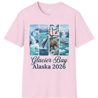 Glacier Bay Alaska 2026 Cruise Nature Wildlife Adventure Shirt – Light Pink – Alaska Cruise Shirts