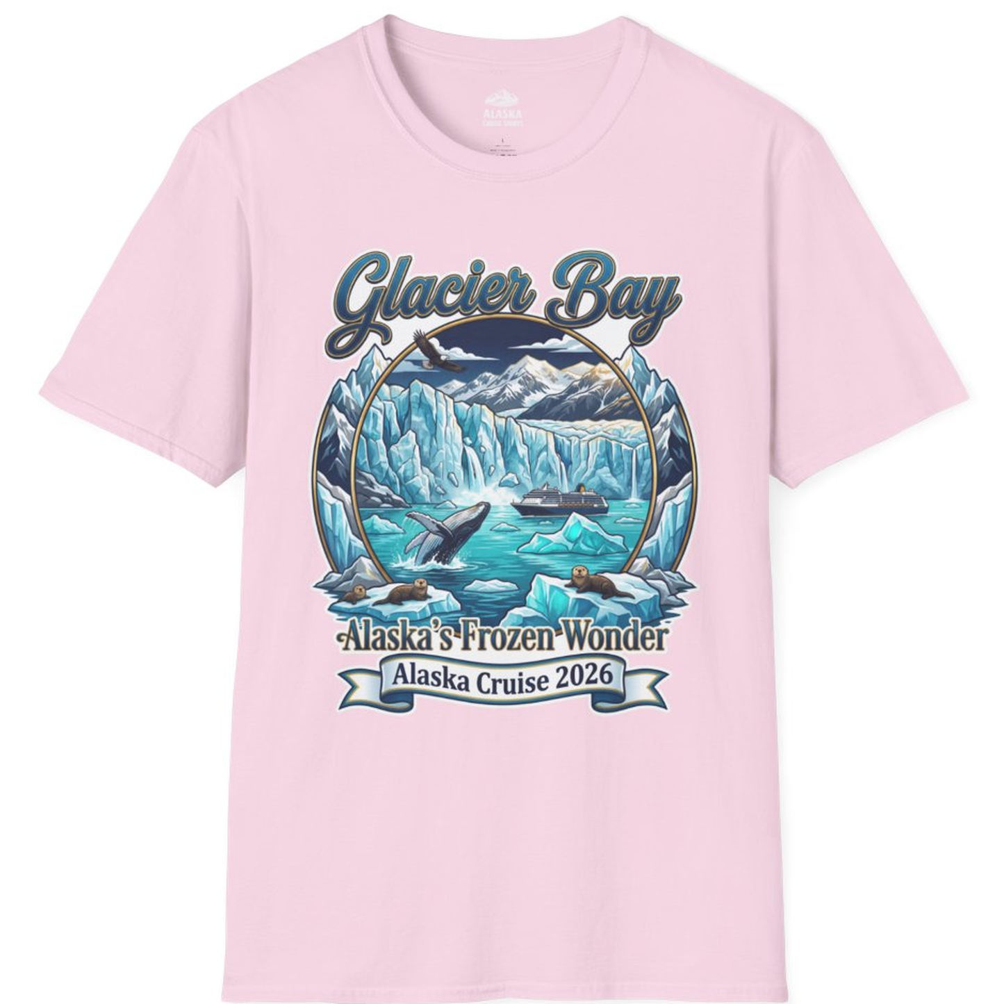 Glacier Bay Alaska Cruise 2026 Wildlife Adventure Souvenir Shirt – Light Pink – Alaska Cruise Shirts