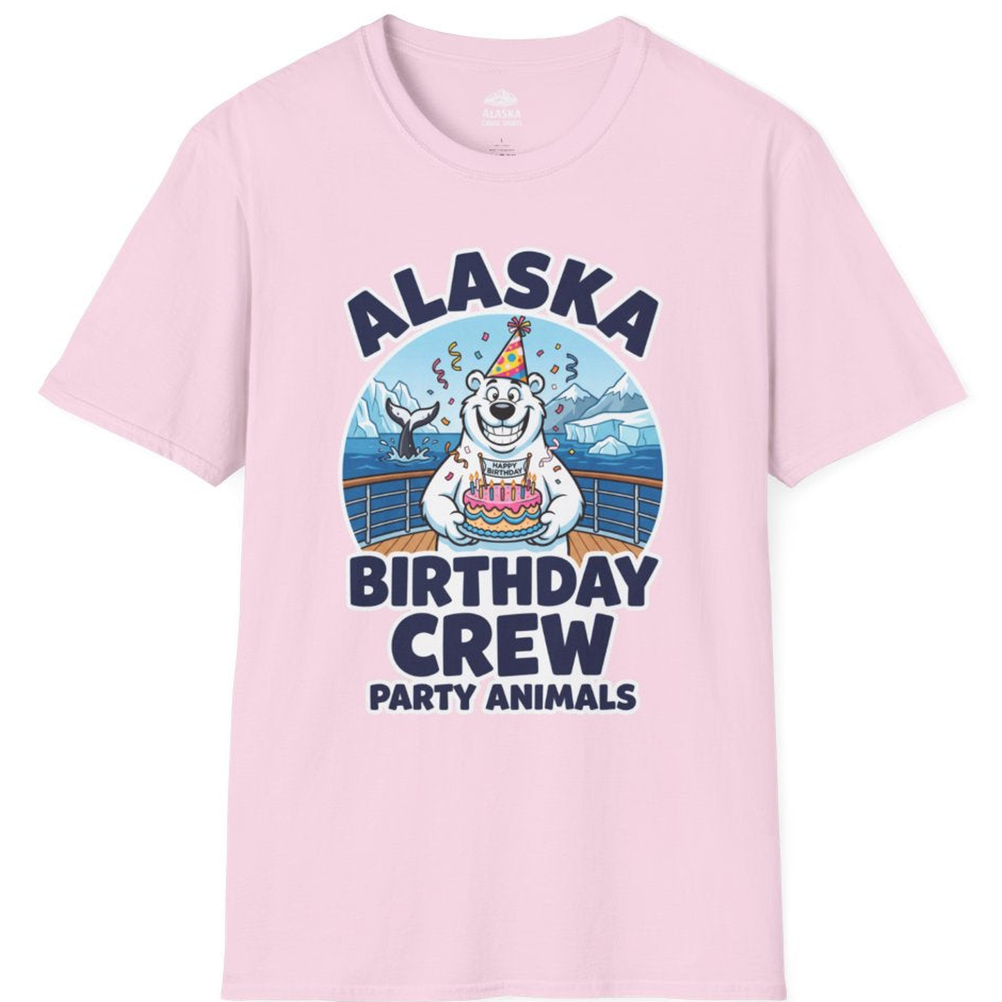 Alaska Birthday Crew Party Animals Polar Bear Cruise Shirt – Light Pink – Alaska Cruise Shirts