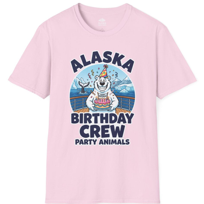 Alaska Birthday Crew Party Animals Polar Bear Cruise Shirt – Light Pink – Alaska Cruise Shirts
