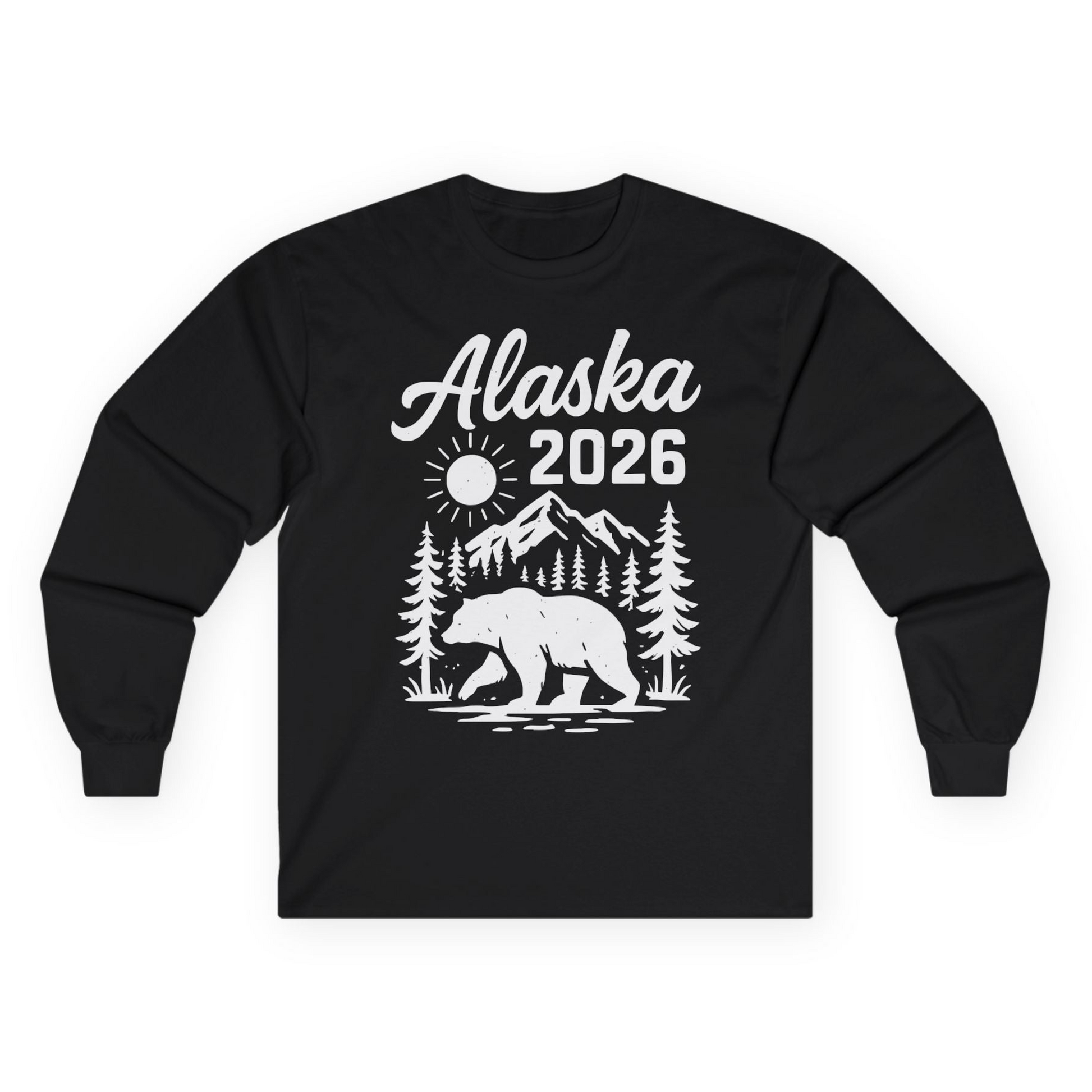 Alaska 2026 Bear and Mountains Nature Adventure Shirt — Long Sleeve Long Sleeve Shirt – Alaska Cruise Shirts