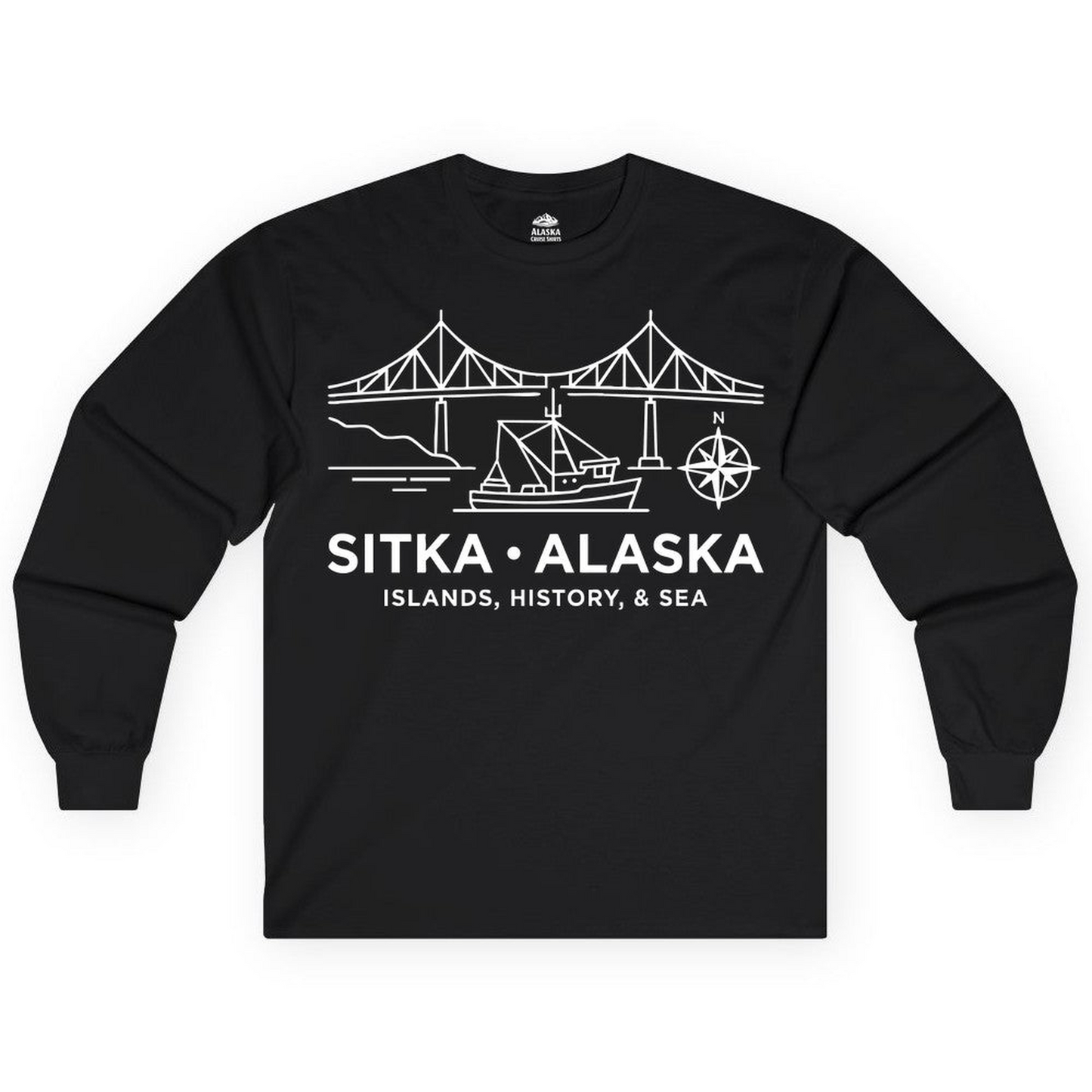Sitka Alaska Nautical Line Art Shirt Long Sleeve Shirt – Alaska Cruise Shirts