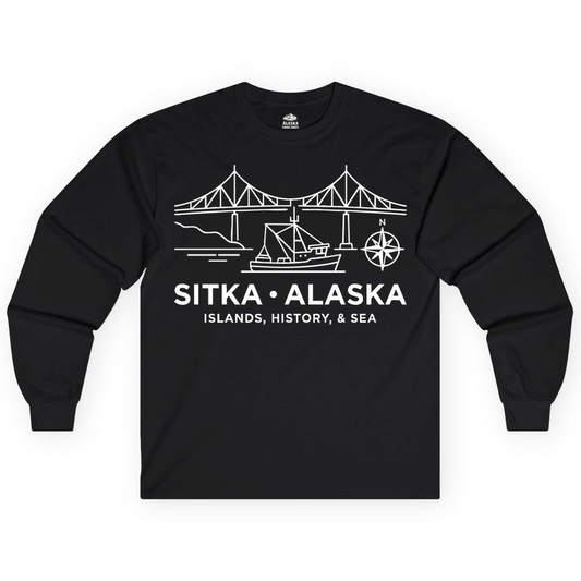 Sitka Alaska Nautical Line Art Shirt Long Sleeve Shirt – Alaska Cruise Shirts