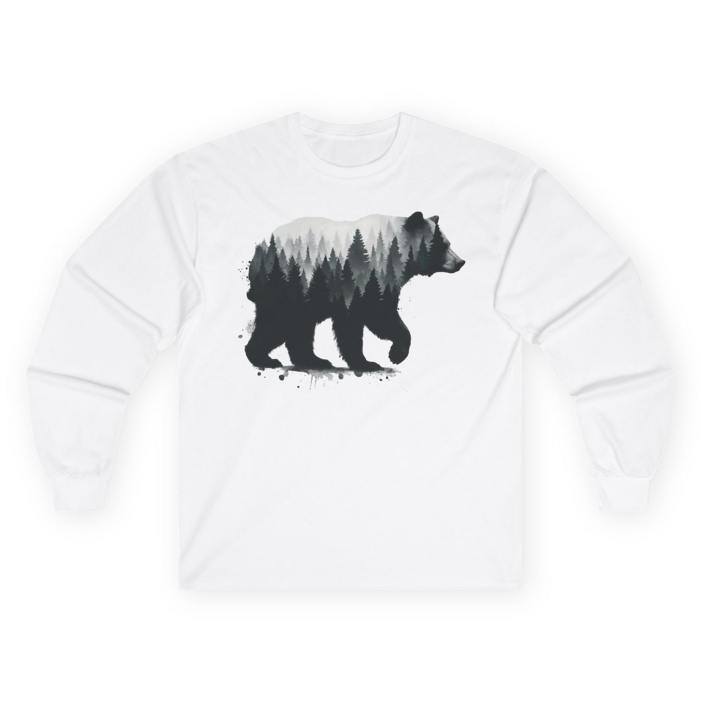 Bear Silhouette Forest Double Exposure Shirt Long Sleeve Shirt – Alaska Cruise Shirts