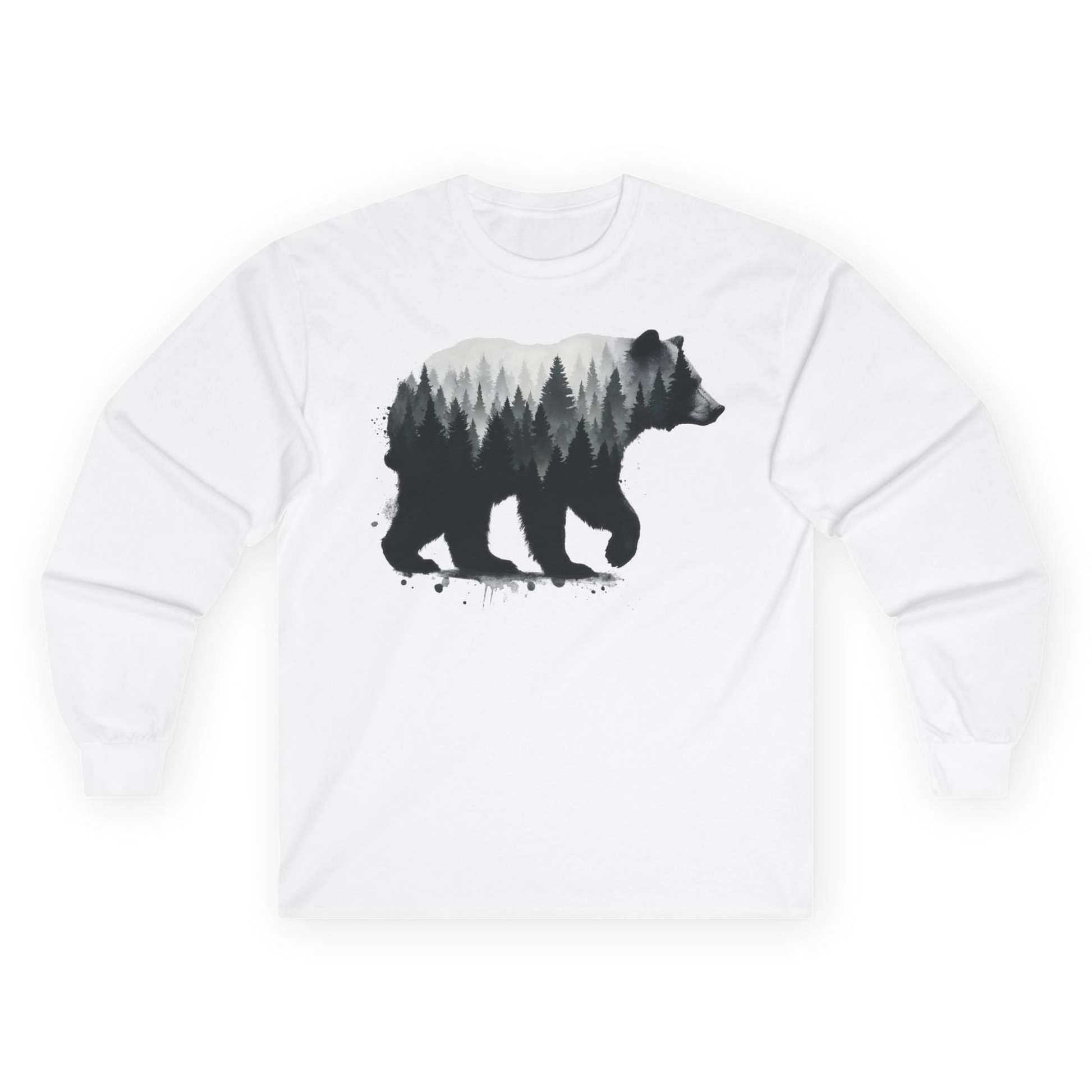 Bear Silhouette Forest Double Exposure Shirt Long Sleeve Shirt – Alaska Cruise Shirts