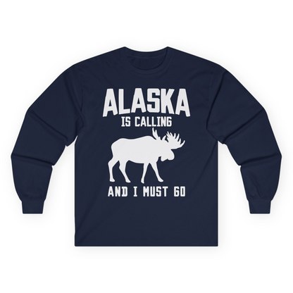 Alaska Is Calling Moose Silhouette Shirt Long Sleeve Shirt – Alaska Cruise Shirts
