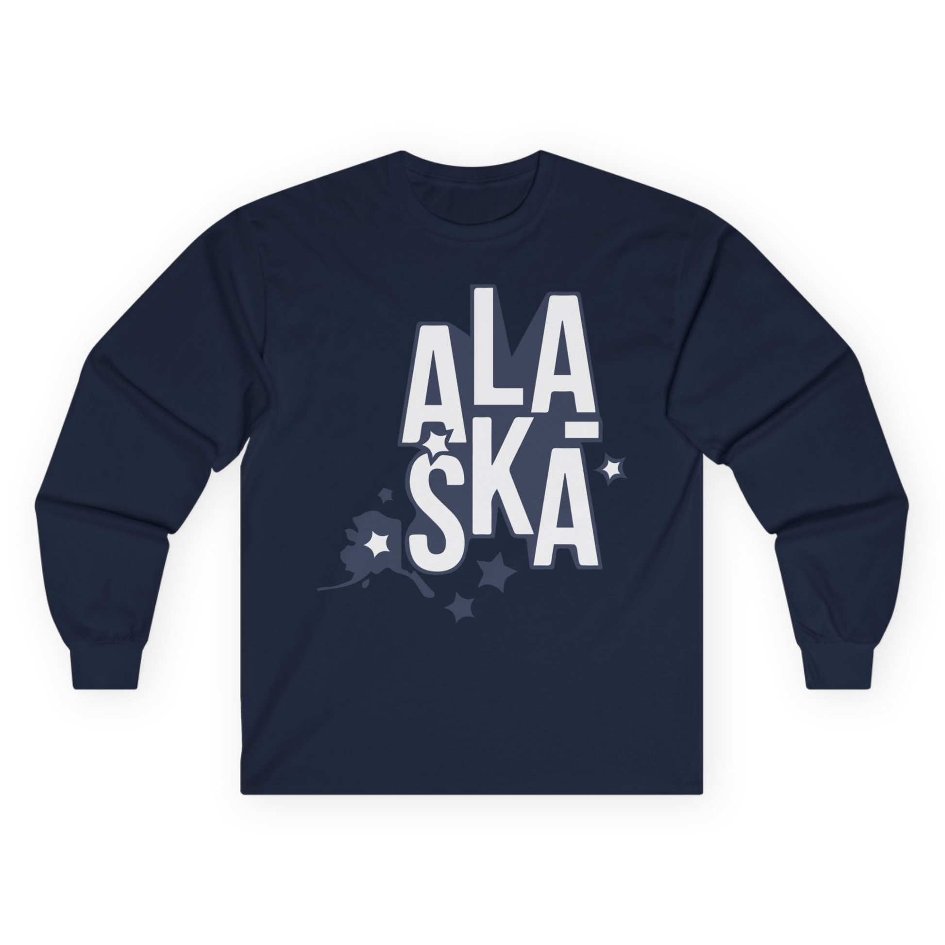 Alaska Stars Bold Typography Shirt Long Sleeve Shirt – Alaska Cruise Shirts