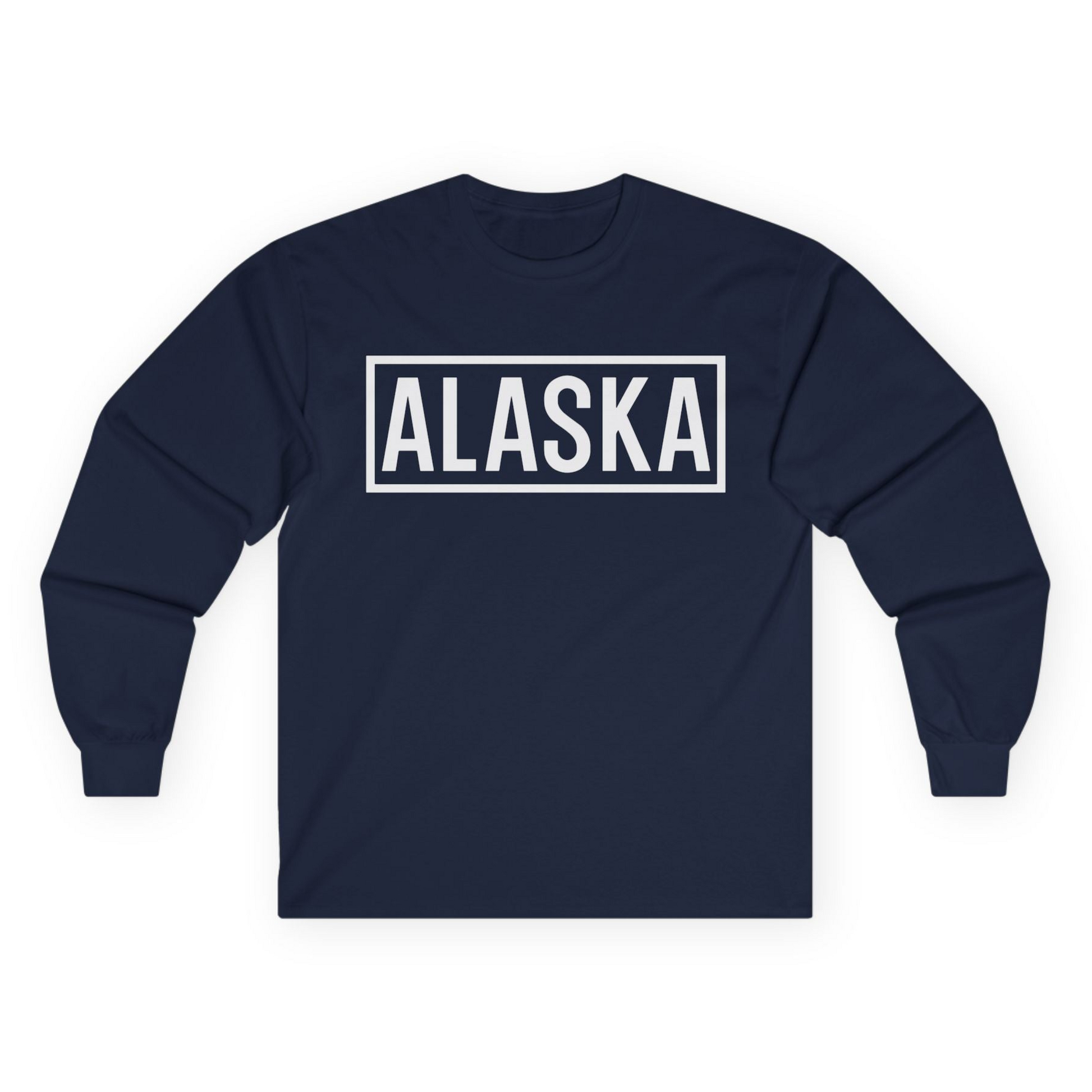 Alaska Bold Text Minimalist Monochrome Graphic Shirt for Travelers — Long Sleeve Long Sleeve Shirt – Alaska Cruise Shirts