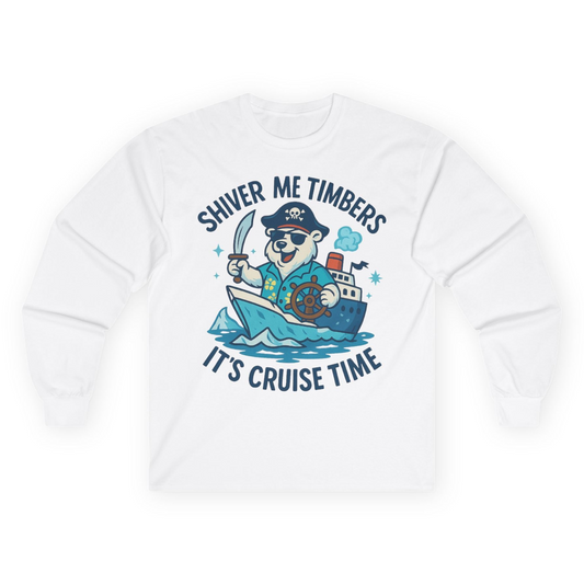 Funny Polar Bear Pirate Cruise Vacation Shirt Long Sleeve Shirt – Alaska Cruise Shirts