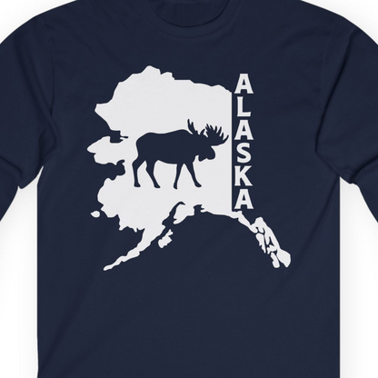 Alaska Moose Silhouette Shirt Long Sleeve Shirt – Alaska Cruise Shirts Close Up