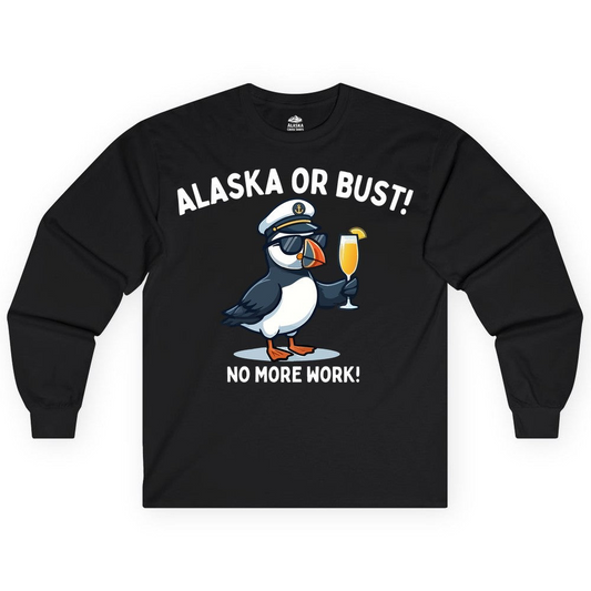 Funny Puffin Captain Alaska Cruise Shirt Long Sleeve Shirt – Alaska Cruise Shirts Close Up