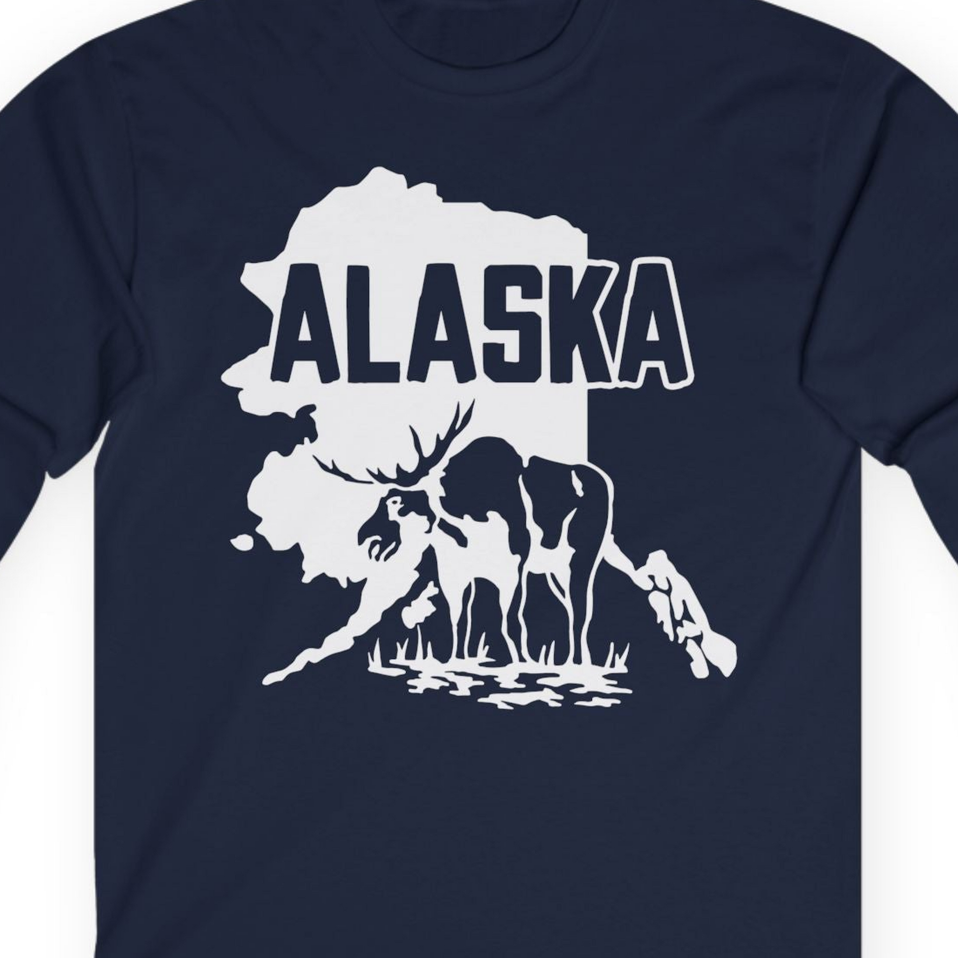Alaska Moose Silhouette Shirt Long Sleeve Shirt – Alaska Cruise Shirts Close Up