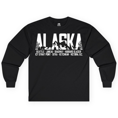 Alaska Cruise Silhouette Wildlife Destinations Shirt Seattle Juneau — Long Sleeve Long Sleeve Shirt – Alaska Cruise Shirts Close Up