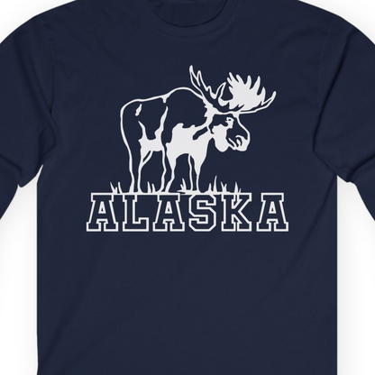 Alaska Moose Silhouette Shirt Long Sleeve Shirt – Alaska Cruise Shirts Close Up
