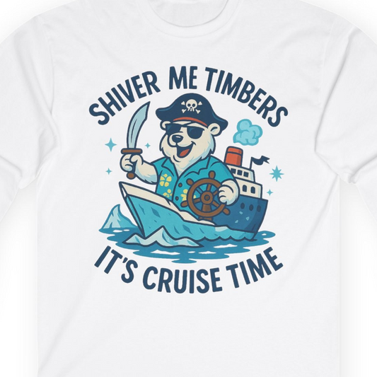 Funny Polar Bear Pirate Cruise Vacation Shirt Long Sleeve Shirt – Alaska Cruise Shirts Close Up
