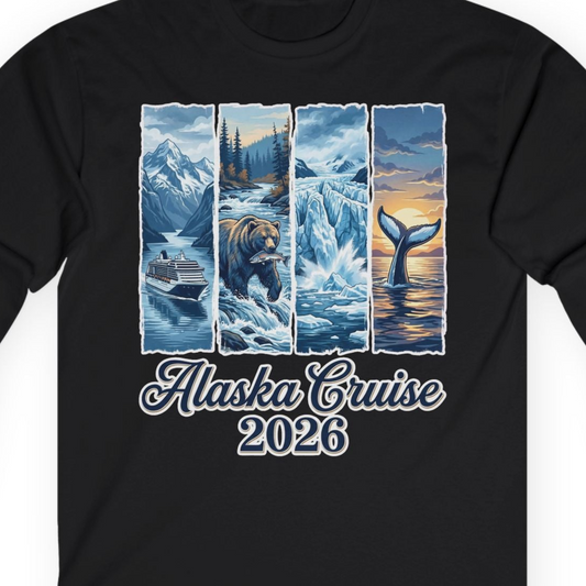 Alaska Cruise 2026 Scenic Wildlife Adventure Souvenir Shirt — Long Sleeve Long Sleeve Shirt – Alaska Cruise Shirts Close Up