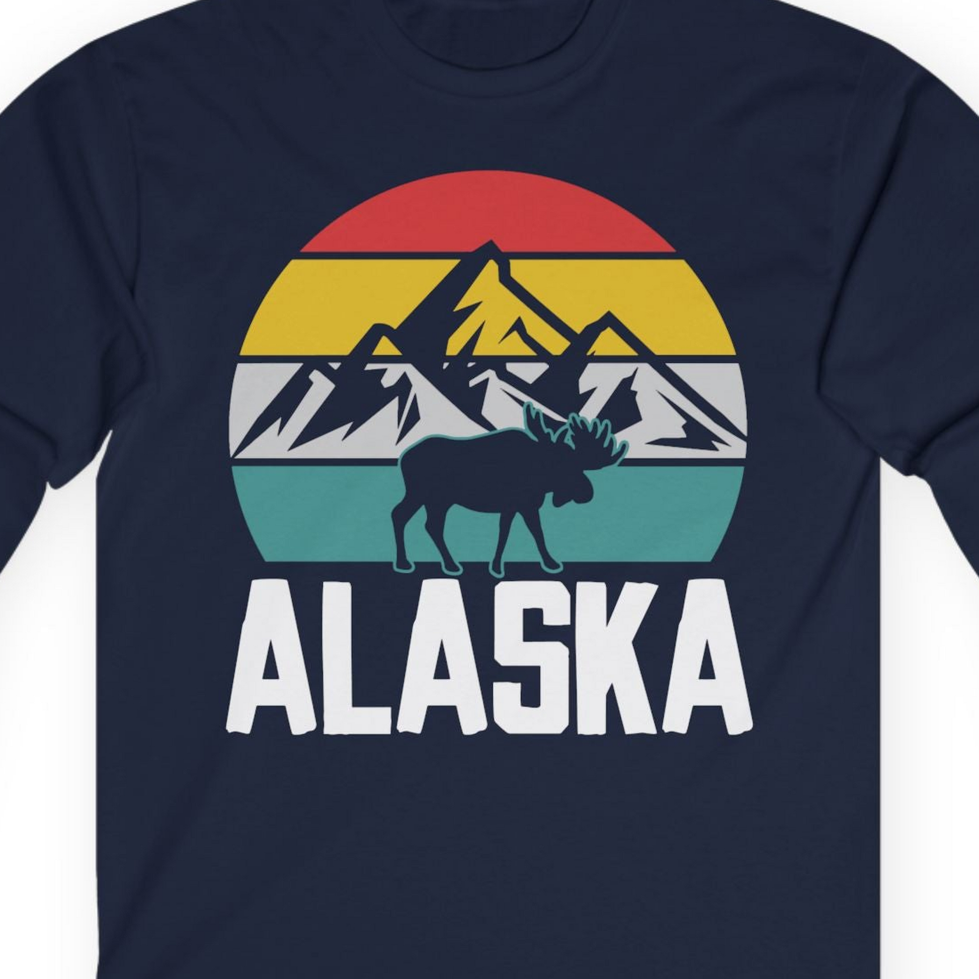 Retro Alaska Moose Silhouette Shirt Long Sleeve Shirt – Alaska Cruise Shirts Close Up