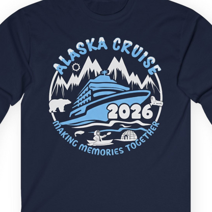 Alaska Cruise 2026 Family Adventure Shirt with Wildlife and Nature — Long Sleeve Long Sleeve Shirt – Alaska Cruise Shirts Close Up
