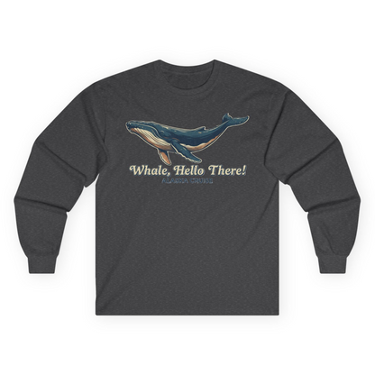 Whale Hello There Alaska Cruise long sleeve shirt Long Sleeve Shirt – Dark Heather – Alaska Cruise Shirts