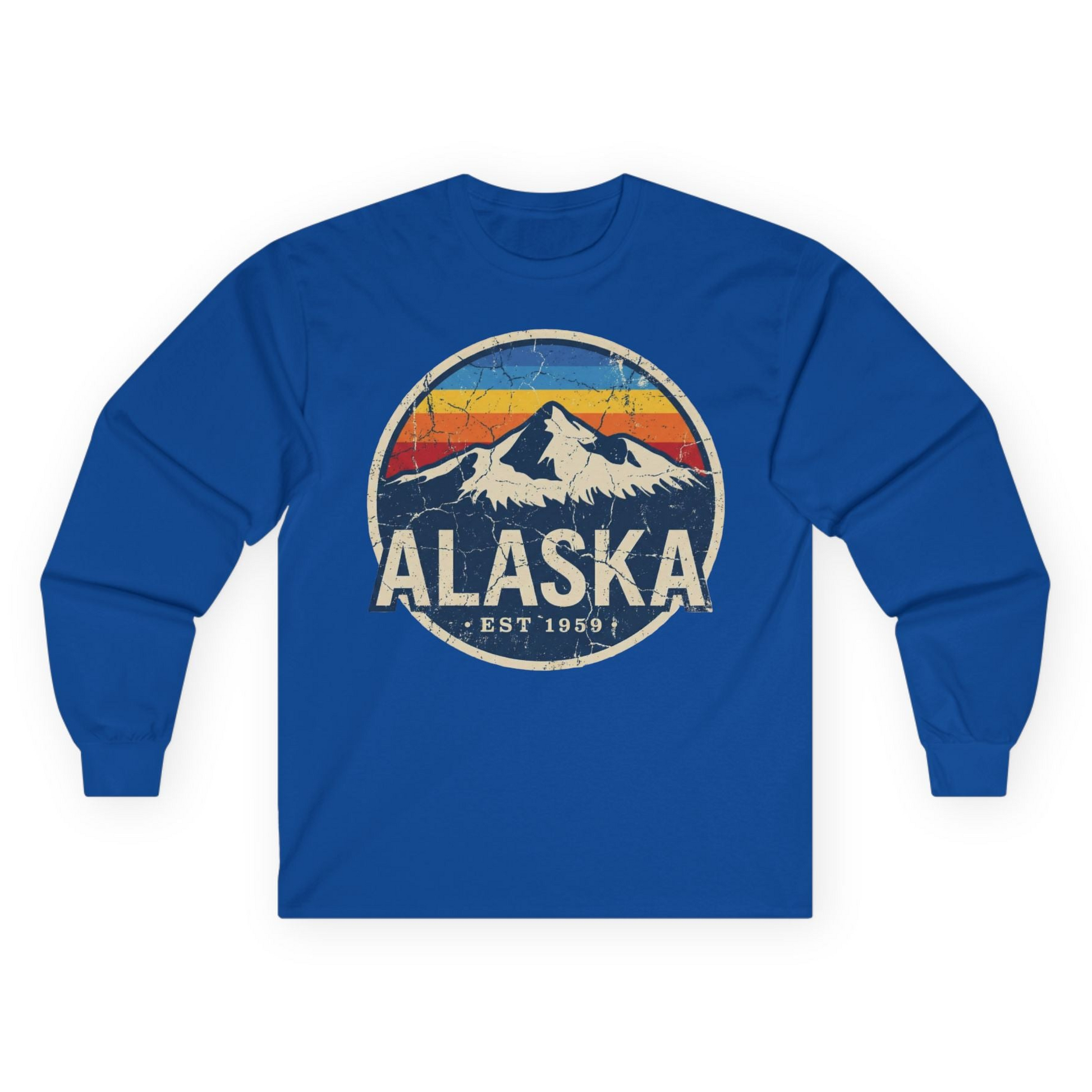 Alaska Vintage long sleeve shirt Long Sleeve Shirt – Royal – Alaska Cruise Shirts
