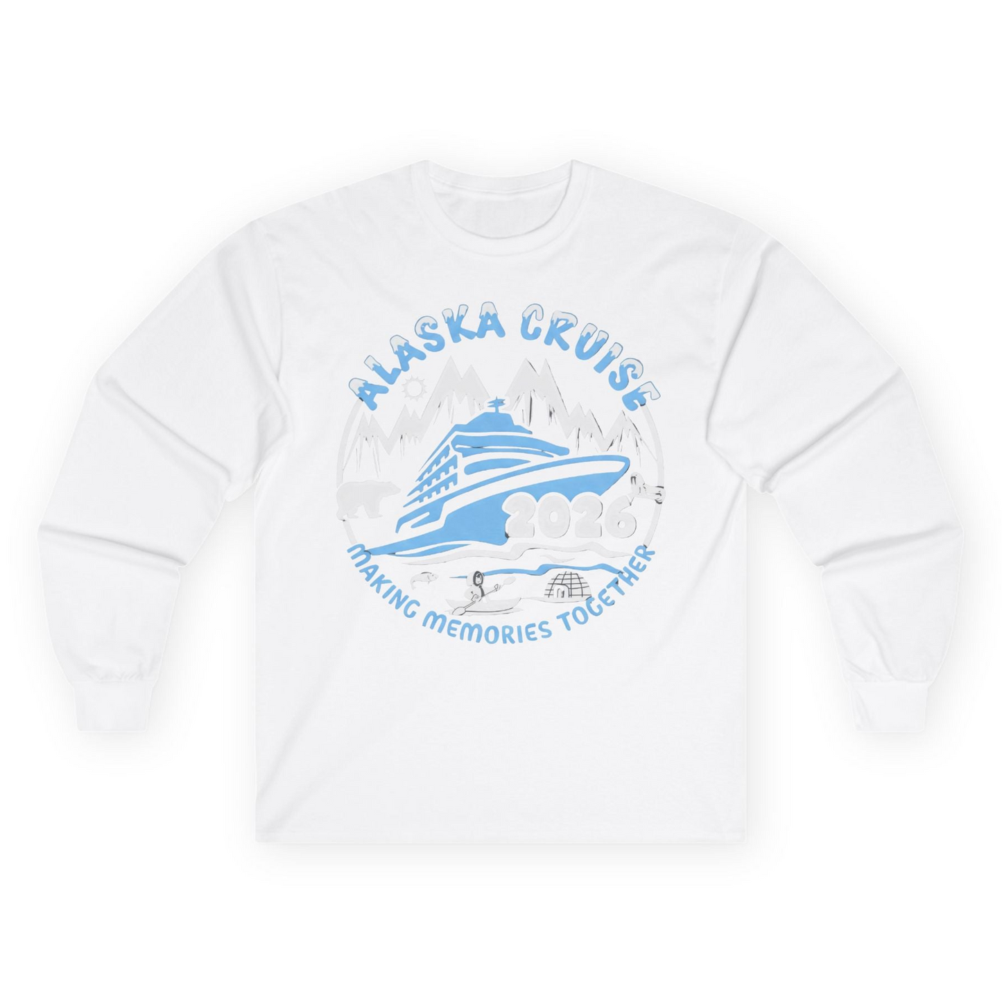 Alaska Cruise 2026 Family Adventure Shirt with Wildlife and Nature — Long Sleeve Long Sleeve Shirt – White – Alaska Cruise Shirts