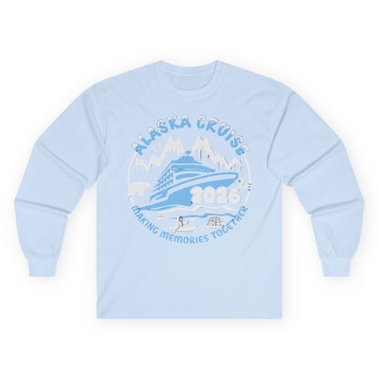 Alaska Cruise 2026 Family Adventure Shirt with Wildlife and Nature — Long Sleeve Long Sleeve Shirt – Light Blue – Alaska Cruise Shirts