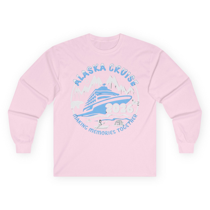 Alaska Cruise 2026 Family Adventure Shirt with Wildlife and Nature — Long Sleeve Long Sleeve Shirt – Light Pink – Alaska Cruise Shirts