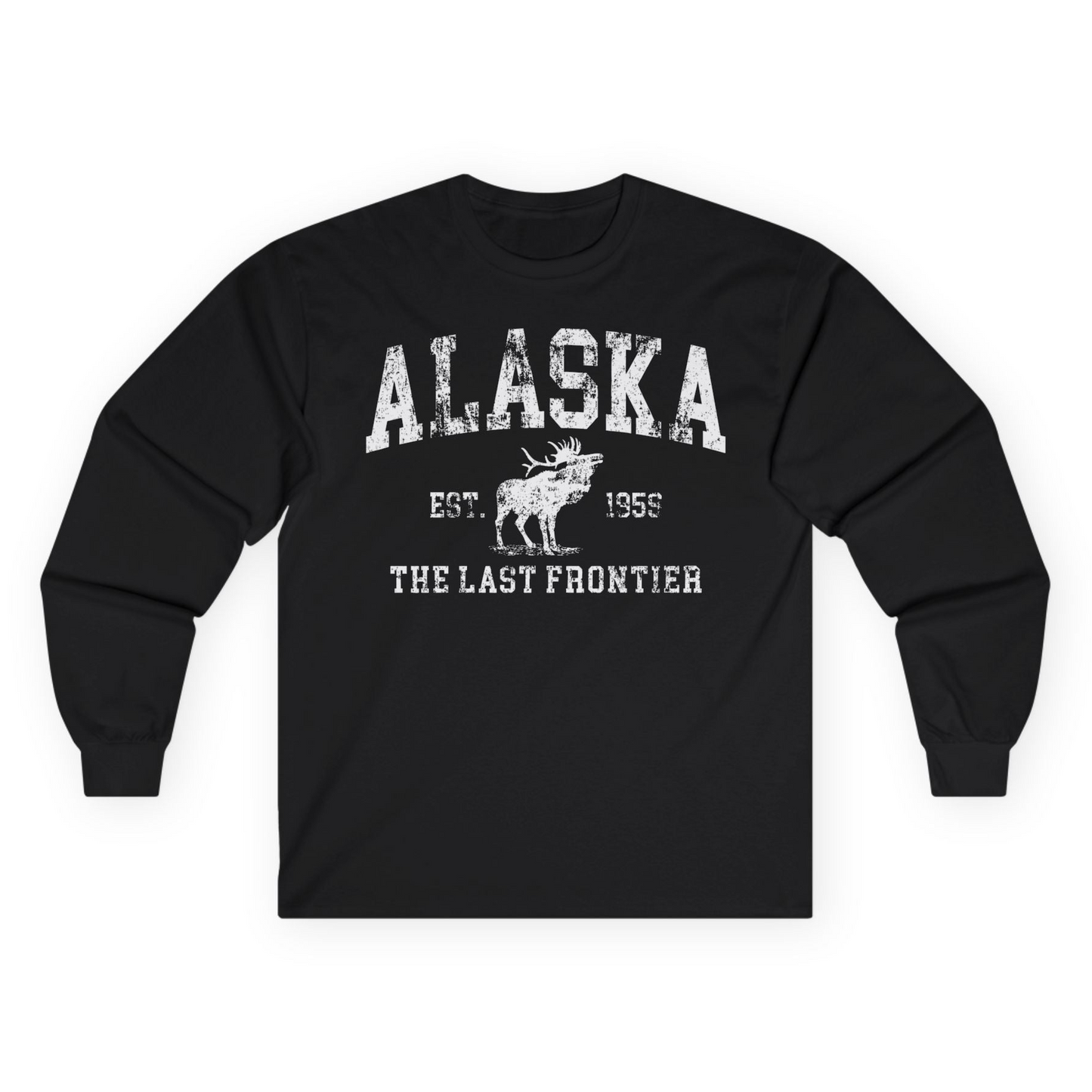 Vintage Alaska Moose Shirt Long Sleeve Shirt – Black – Alaska Cruise Shirts