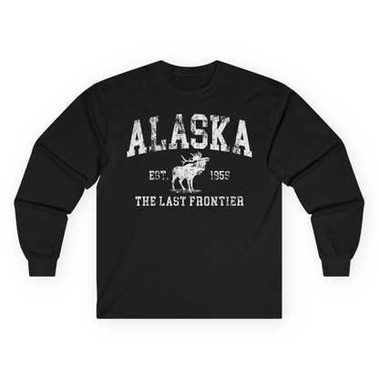 Vintage Alaska Moose Shirt Long Sleeve Shirt – Black – Alaska Cruise Shirts