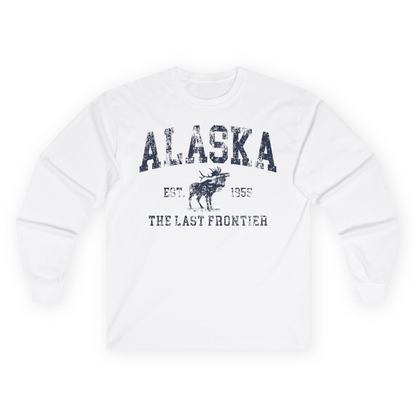 Vintage Alaska Moose Shirt Long Sleeve Shirt – White – Alaska Cruise Shirts