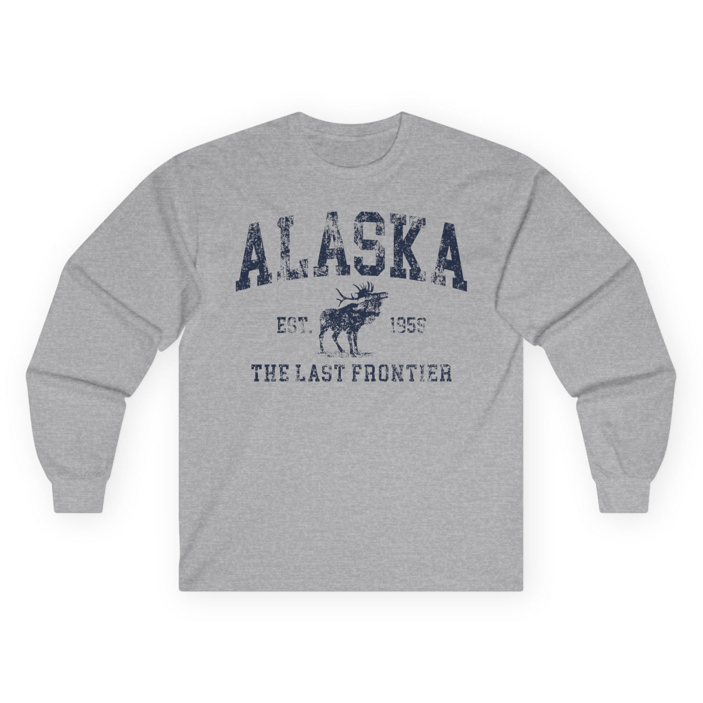 Vintage Alaska Moose Shirt Long Sleeve Shirt – Sport Grey – Alaska Cruise Shirts