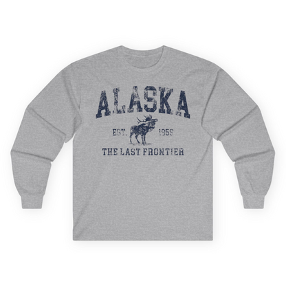 Vintage Alaska Moose Shirt Long Sleeve Shirt – Sport Grey – Alaska Cruise Shirts