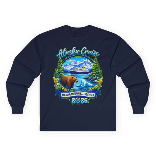 Alaska Cruise 2026 Family long sleeve shirt Long Sleeve Shirt – Navy – Alaska Cruise Shirts
