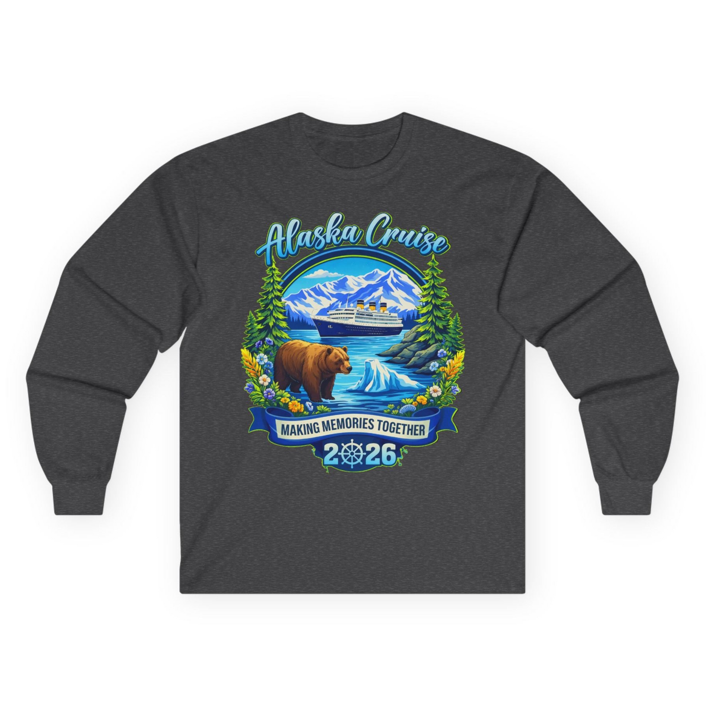 Alaska Cruise 2026 Family long sleeve shirt Long Sleeve Shirt – Dark Heather – Alaska Cruise Shirts