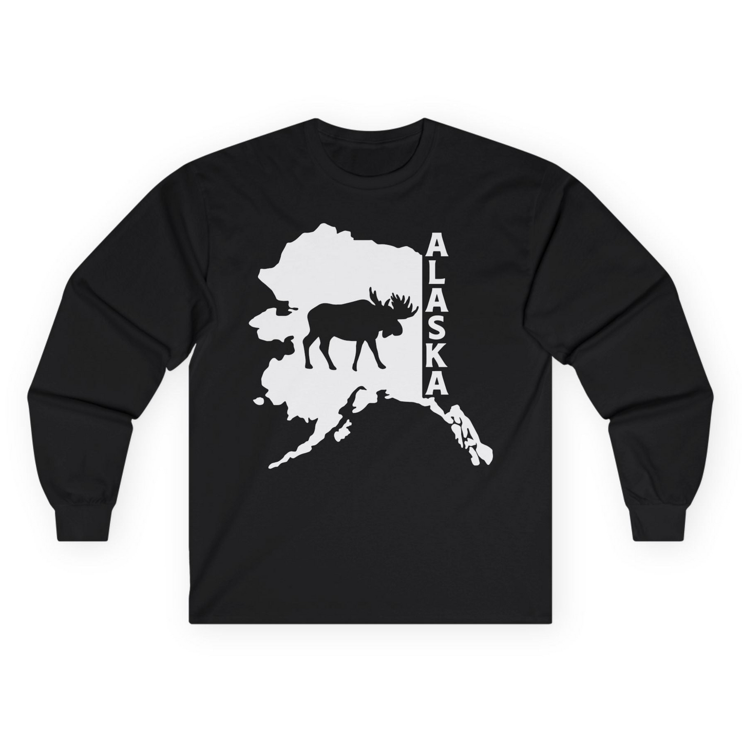 Alaska Moose Silhouette Shirt Long Sleeve Shirt – Black – Alaska Cruise Shirts