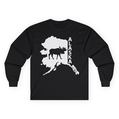 Alaska Moose Silhouette Shirt Long Sleeve Shirt – Black – Alaska Cruise Shirts