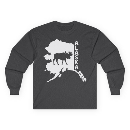 Alaska Moose Silhouette Shirt Long Sleeve Shirt – Dark Heather – Alaska Cruise Shirts