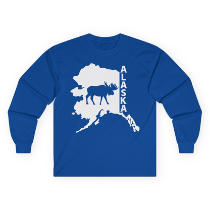 Alaska Moose Silhouette Shirt Long Sleeve Shirt – Royal – Alaska Cruise Shirts