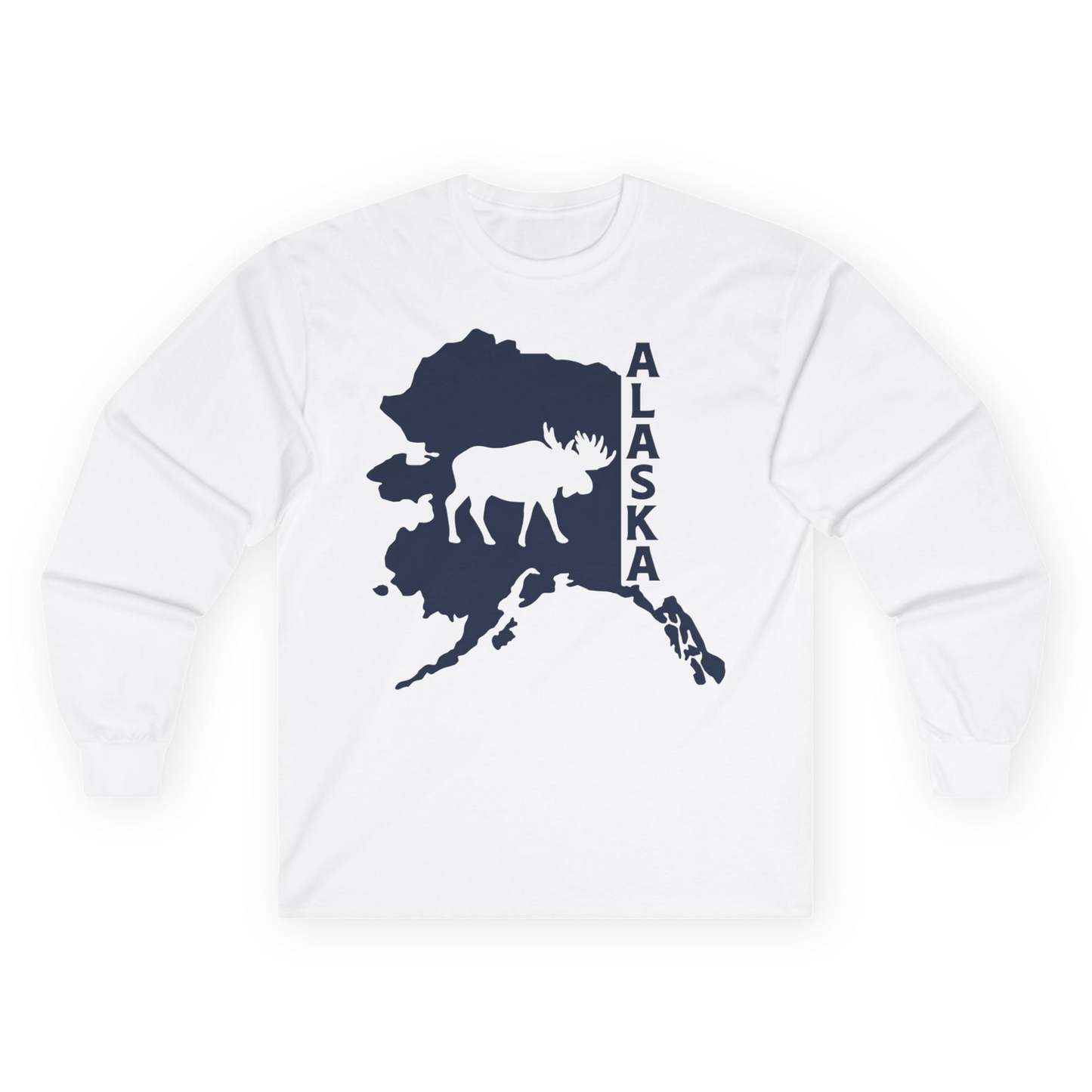 Alaska Moose Silhouette Shirt Long Sleeve Shirt – White – Alaska Cruise Shirts